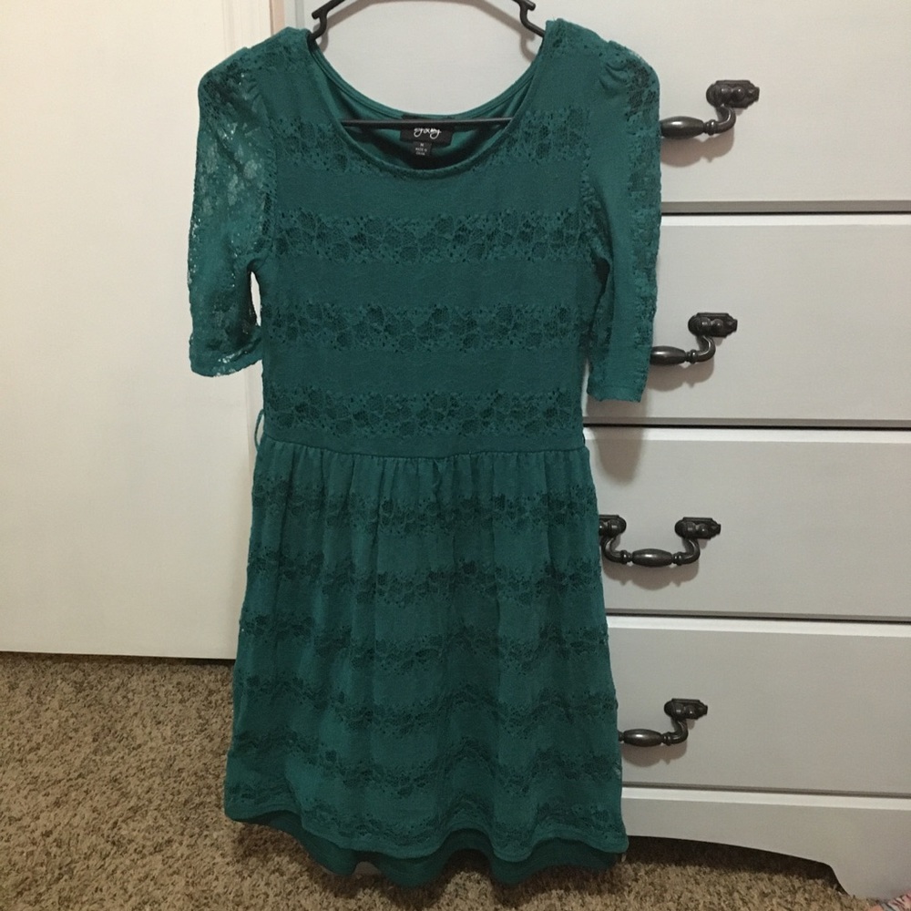 Emerald green lace dress